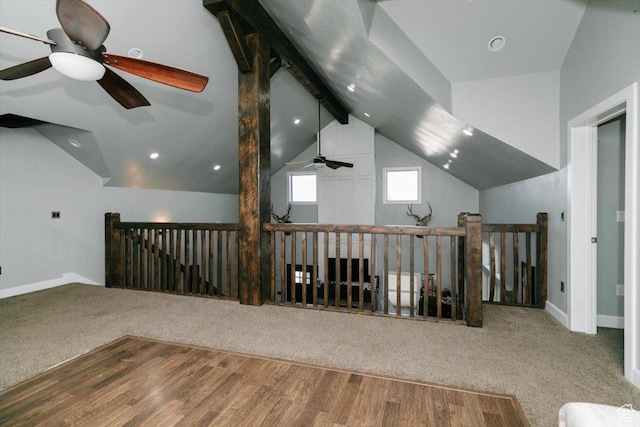 9 W Cedar Ln, Franklin, ID 83237 - additional living space featuring ceiling fan, carpet flooring, baseboards, recessed lighting, and wood finished floors