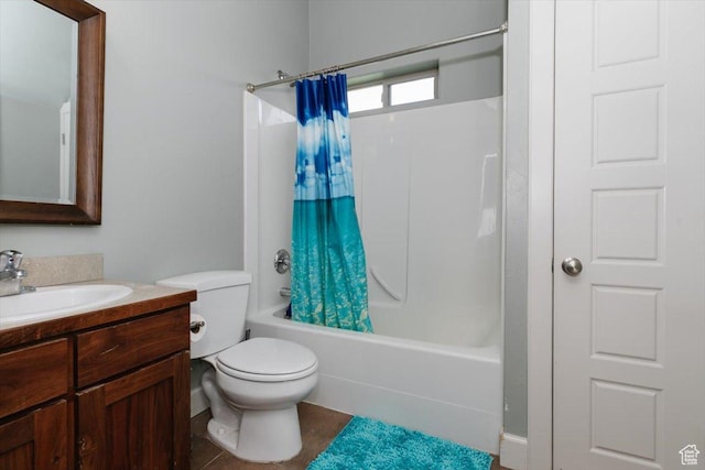 9 W Cedar Ln, Franklin, ID 83237 - bathroom with toilet, shower / bath combination with curtain, tile patterned flooring, and vanity