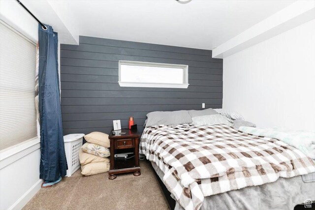 9 W Cedar Ln, Franklin, ID 83237 - bedroom featuring carpet flooring and wooden walls