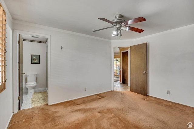 371 E 6770 S, Midvale, UT 84047 - unfurnished bedroom with carpet floors, ornamental molding, ensuite bath, baseboards, and ceiling fan