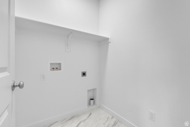 6737 N Tulle Mtn, Eagle Mountain, UT 84005 - washroom with hookup for an electric dryer, baseboards, washer hookup, marble finish floor, and laundry area