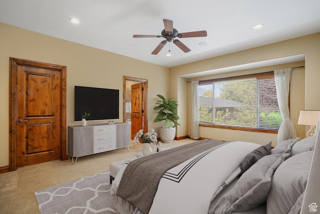 1321 E Farm Hill Dr, Salt Lake City, UT 84117 - carpeted bedroom featuring recessed lighting, baseboards, and ceiling fan
