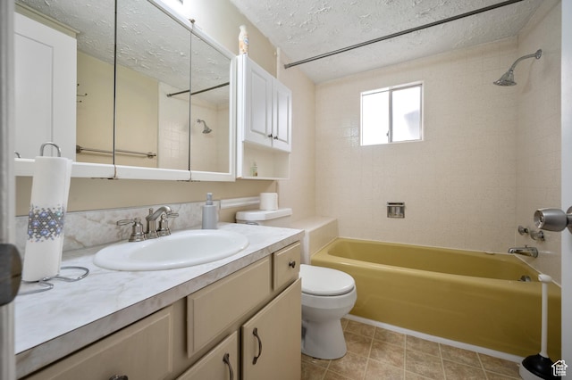 336 W 200 N, Bountiful, UT 84010 - full bathroom featuring toilet, shower / bathtub combination, vanity, and a textured ceiling