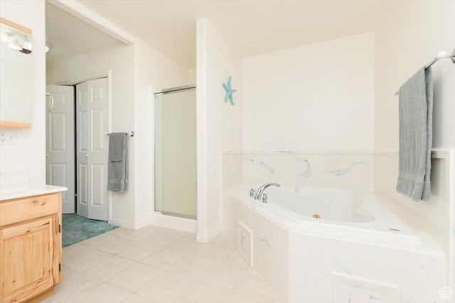 1176 E 900 S, Preston, ID 83263 - bathroom with a shower stall, a jetted tub, and vanity