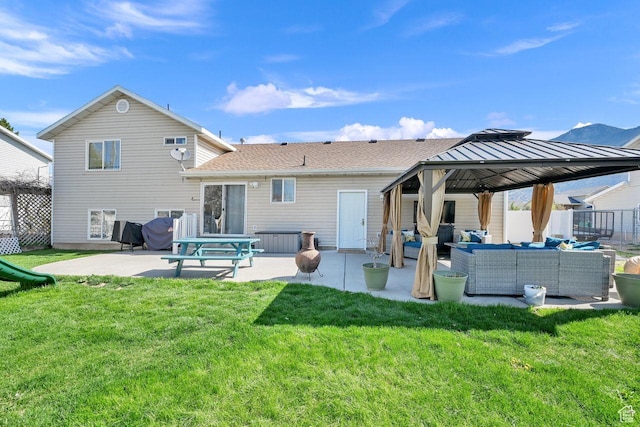 221 E Brookmeadow Dr, Harrisville, UT 84404 - rear view of house with an outdoor living space, a patio area, and a gazebo