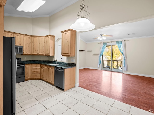 165 S Pleasant Grove Blvd Unit 45, Pleasant Grove, UT 84062 - kitchen featuring appliances with stainless steel finishes, open floor plan, ornamental molding, and a sink