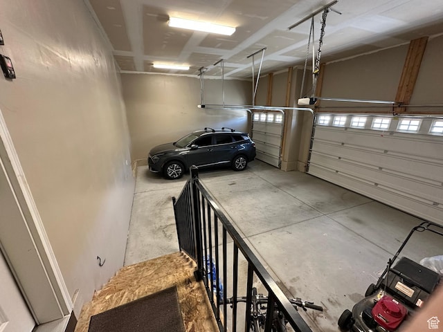 garage with a garage door opener