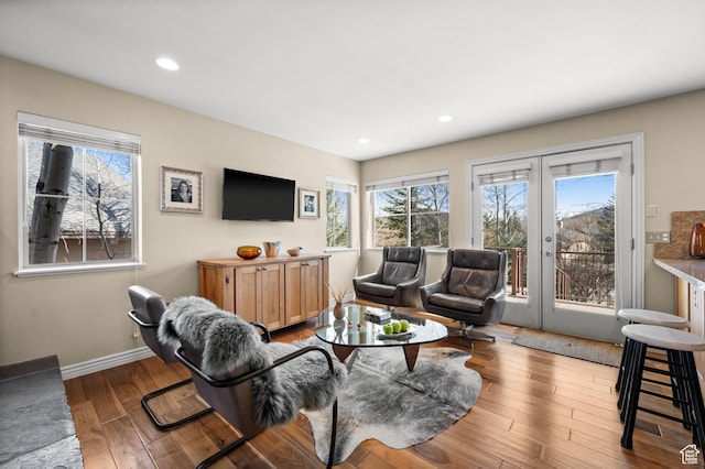 1975 Picabo St, Park City, UT 84098 - living room featuring hardwood / wood-style flooring, recessed lighting, french doors, and plenty of natural light