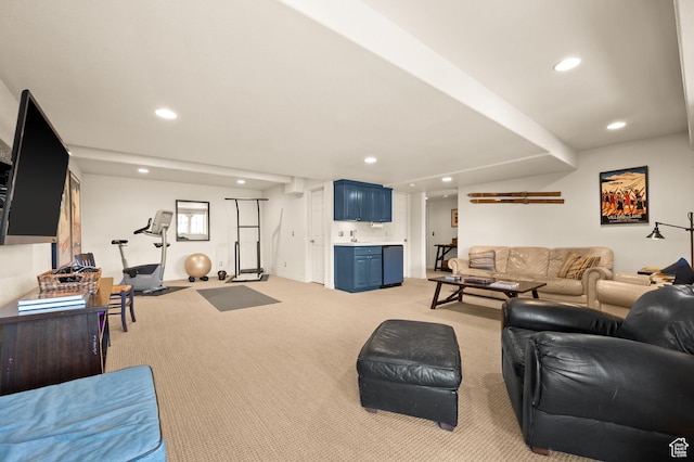 1975 Picabo St, Park City, UT 84098 - living area with baseboards, light carpet, and recessed lighting