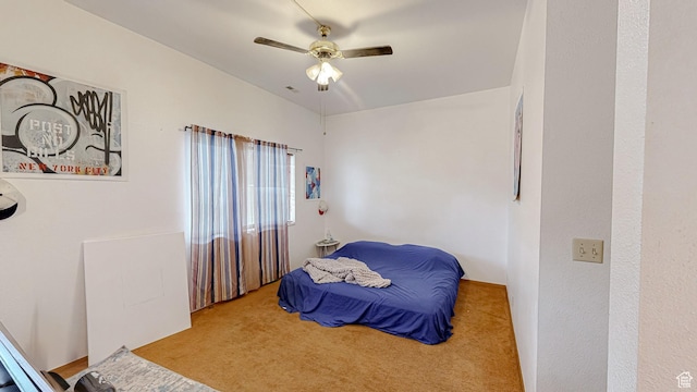 bedroom with carpet floors and ceiling fan