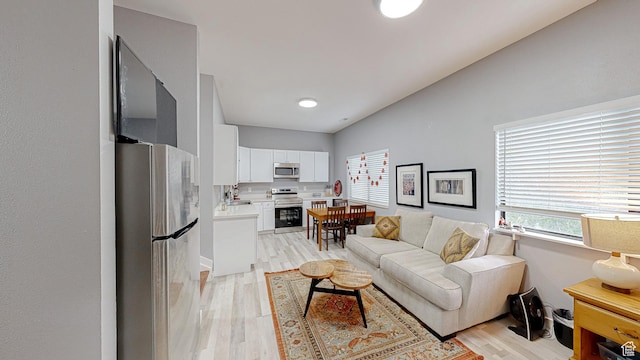 living room with light wood-type flooring