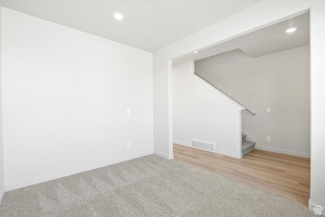 3448 S 3100 W Unit 153, West Haven, UT 84401 - carpeted spare room with stairway, recessed lighting, and wood finished floors
