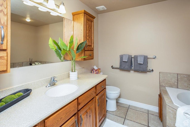 5195 S 5825 W, Hooper, UT 84315 - bathroom with visible vents, toilet, vanity, baseboards, and a garden tub