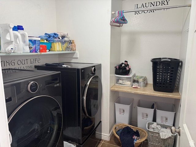 532 N 300 E, Roosevelt, UT 84066 - laundry area featuring washing machine and clothes dryer, tile patterned floors, and laundry area