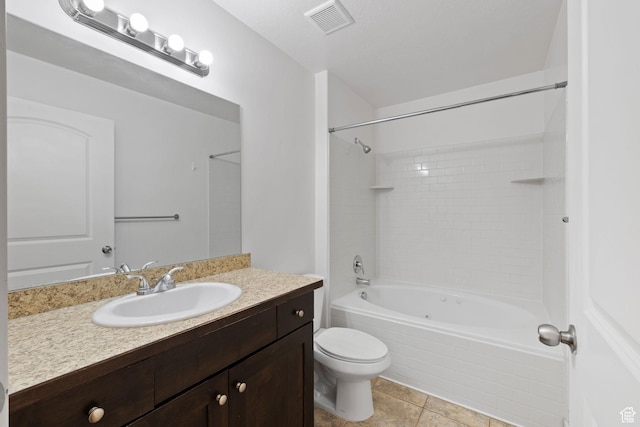 1045 S 1700 W Unit 1032, Payson, UT 84651 - bathroom with tile patterned floors, shower / washtub combination, visible vents, toilet, and vanity