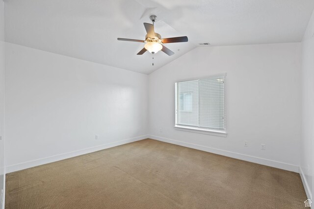 1045 S 1700 W Unit 1032, Payson, UT 84651 - carpeted spare room featuring lofted ceiling, baseboards, ceiling fan, and visible vents