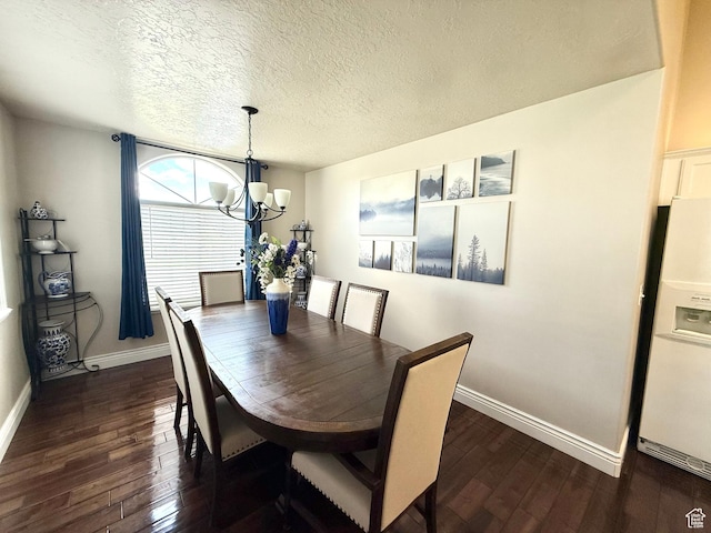 909 E 1520 N, American Fork, UT 84003 - dining area featuring a chandelier, dark wood-style floors, baseboards, and a textured ceiling