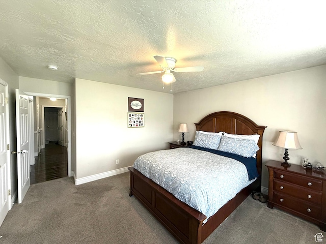 909 E 1520 N, American Fork, UT 84003 - carpeted bedroom featuring baseboards, a textured ceiling, and ceiling fan
