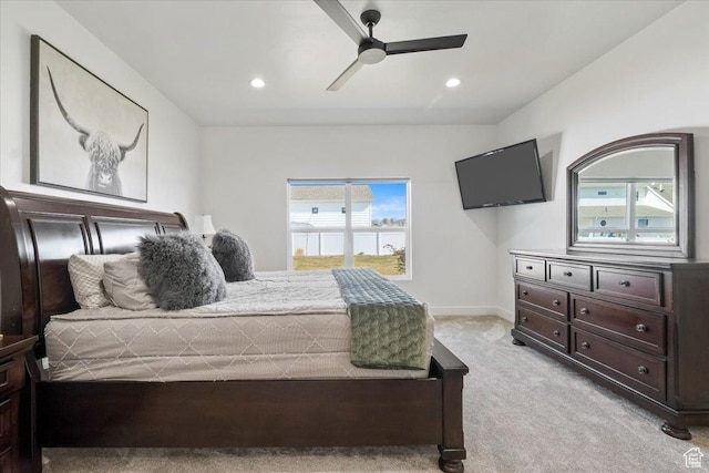 733 E 750 S, Preston, ID 83263 - bedroom with ceiling fan, baseboards, recessed lighting, and light colored carpet