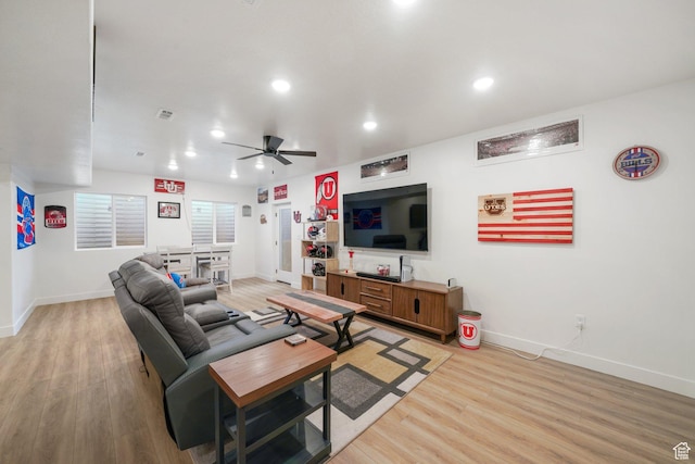 788 N 2100 E, Spanish Fork, UT 84660 - living room with baseboards, light wood finished floors, and ceiling fan