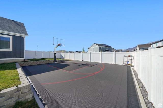 788 N 2100 E, Spanish Fork, UT 84660 - view of basketball court with a fenced backyard, basketball hoop, and a residential view