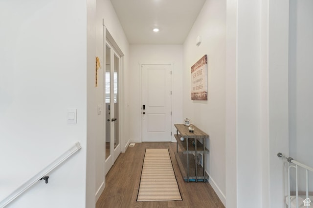 788 N 2100 E, Spanish Fork, UT 84660 - doorway to outside with recessed lighting, baseboards, and dark wood-style floors