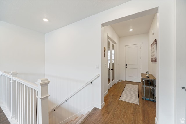 788 N 2100 E, Spanish Fork, UT 84660 - hallway with recessed lighting, baseboards, wood finished floors, and an upstairs landing