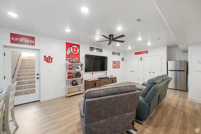 788 N 2100 E, Spanish Fork, UT 84660 - living area with visible vents, recessed lighting, baseboards, and ceiling fan