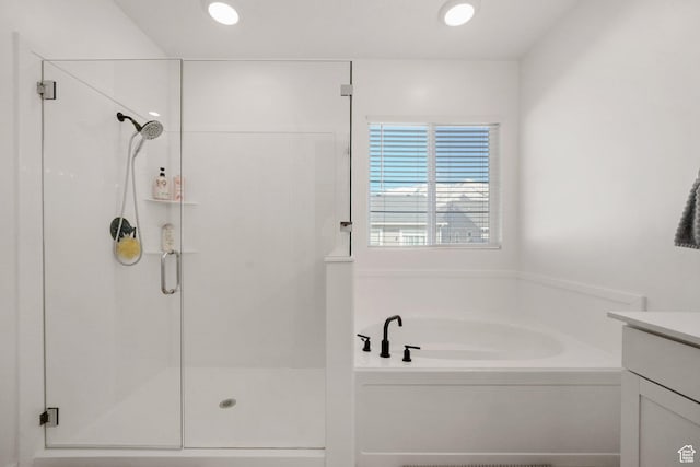 788 N 2100 E, Spanish Fork, UT 84660 - bathroom with a garden tub, recessed lighting, vanity, and a shower stall