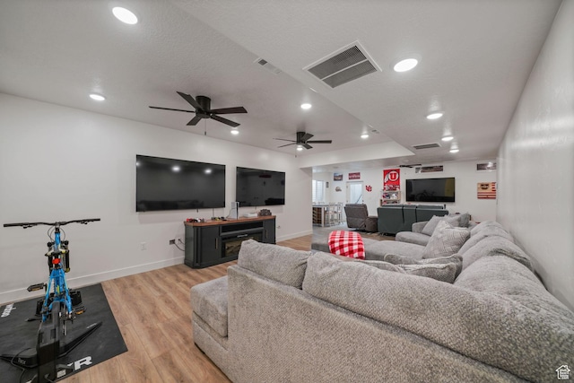 788 N 2100 E, Spanish Fork, UT 84660 - living room with light wood-style floors, ceiling fan, and visible vents