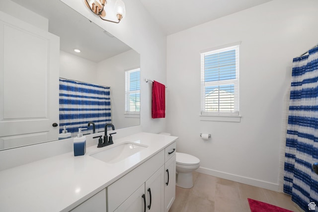 788 N 2100 E, Spanish Fork, UT 84660 - full bathroom featuring baseboards, vanity, toilet, and curtained shower