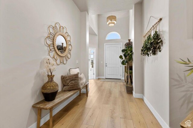 1920 W 180 N, Hurricane, UT 84737 - entryway featuring light wood finished floors, baseboards, and a towering ceiling