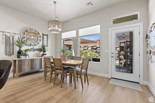 1920 W 180 N, Hurricane, UT 84737 - dining room featuring an inviting chandelier, light wood finished floors, visible vents, and baseboards