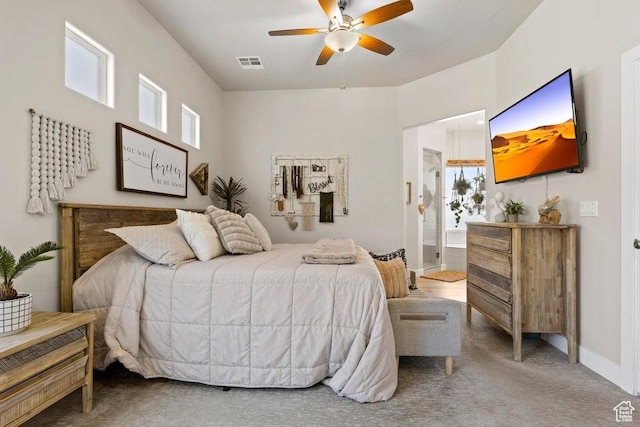 1920 W 180 N, Hurricane, UT 84737 - carpeted bedroom with ceiling fan, baseboards, ensuite bathroom, and visible vents