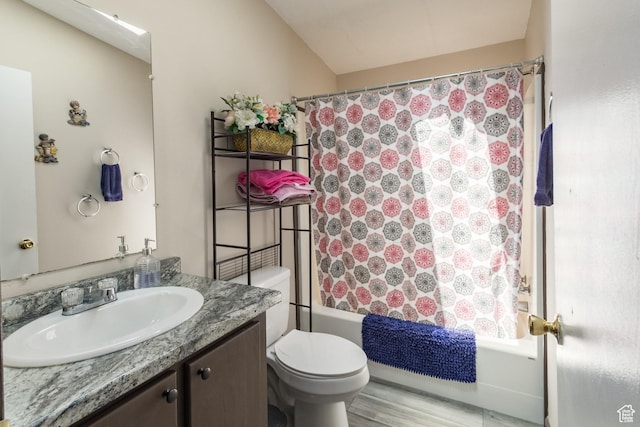 2036 W 1500 N, Vernal, UT 84078 - full bath featuring shower / bath combo, wood finished floors, toilet, and vanity