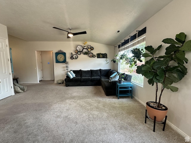 240 W 225 S, Ivins, UT 84738 - living area with carpet, lofted ceiling, and a textured ceiling