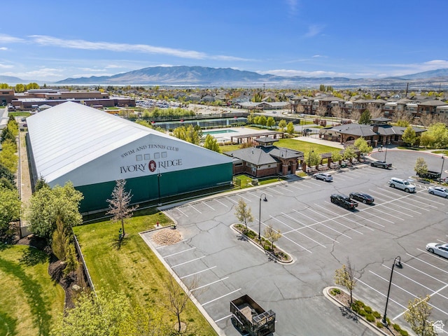 drone / aerial view with a mountain view
