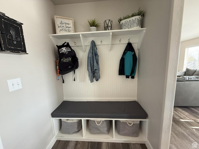 9104 N Cornwall Way E, Eagle Mountain, UT 84005 - mudroom featuring wood finished floors and baseboards