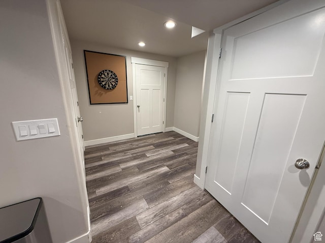 9104 N Cornwall Way E, Eagle Mountain, UT 84005 - hallway with recessed lighting, wood finished floors, and baseboards