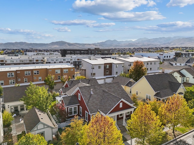 bird's eye view with a mountain view and a residential view