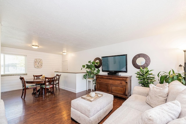 2005 N 500 E, North Ogden, UT 84414 - living room featuring baseboards, a textured ceiling, and dark wood-type flooring