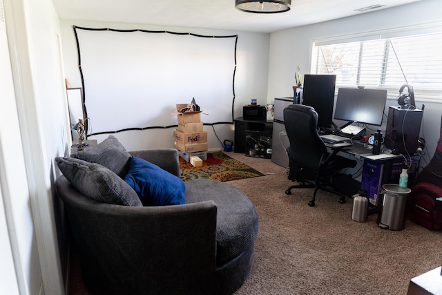 office featuring carpet and visible vents
