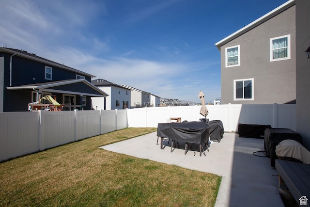 1719 N Pintail Dr Unit 60, Salem, UT 84653 - view of yard with a residential view, a patio area, and a fenced backyard