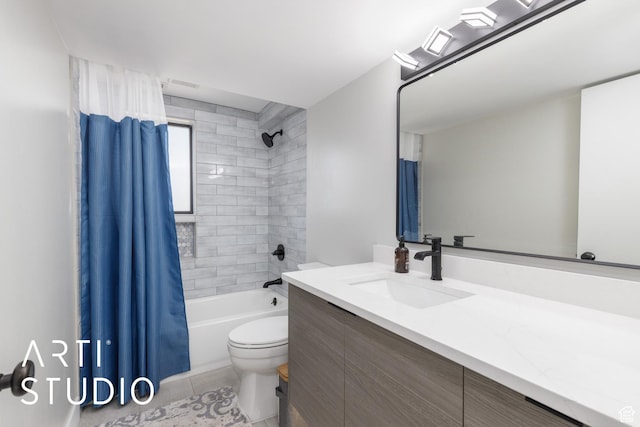 4351 W 1400 N, Plain City, UT 84404 - full bath with vanity, toilet, shower / tub combo with curtain, and tile patterned floors
