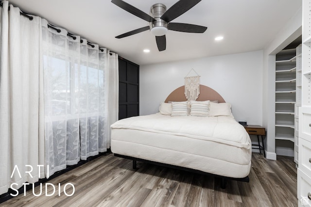 4351 W 1400 N, Plain City, UT 84404 - bedroom featuring recessed lighting, wood finished floors, and a ceiling fan