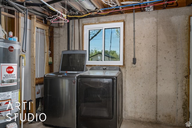 4351 W 1400 N, Plain City, UT 84404 - washroom featuring water heater, washer and clothes dryer, and laundry area