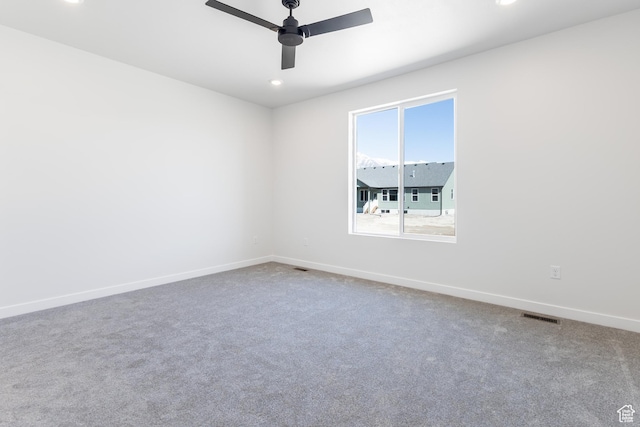 3080 N 2875 W Unit 25, Plain City, UT 84404 - empty room with recessed lighting, carpet, visible vents, a ceiling fan, and baseboards