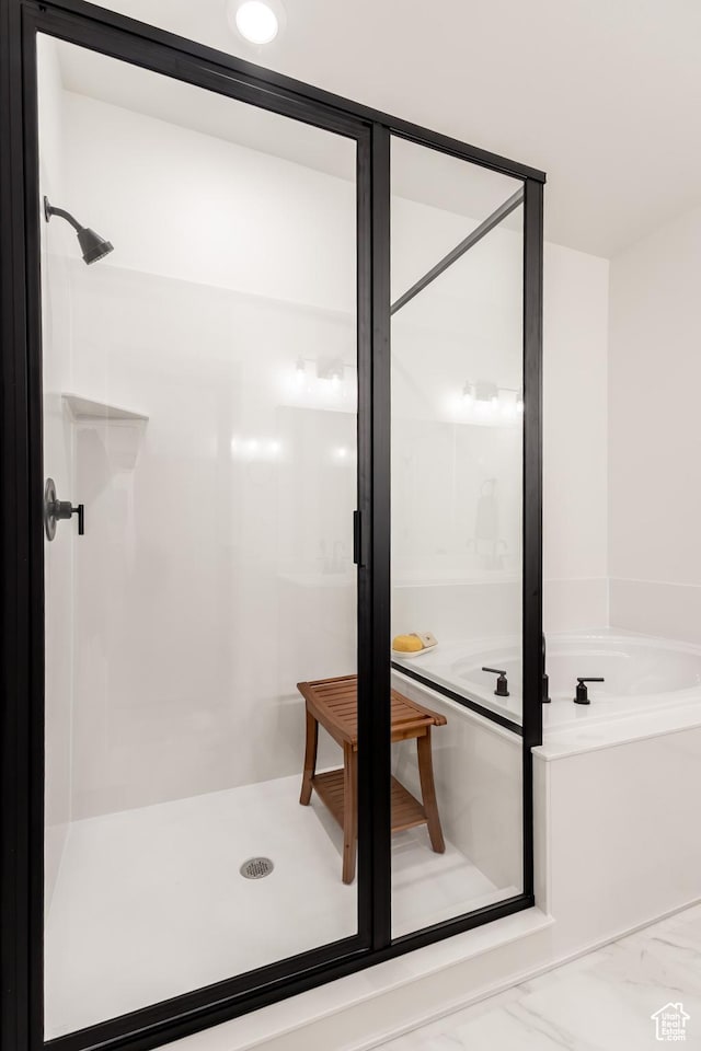 3080 N 2875 W Unit 25, Plain City, UT 84404 - full bath with a shower stall, a garden tub, and marble finish flooring