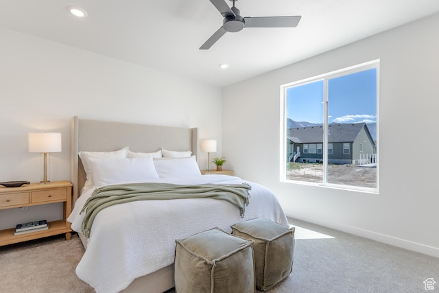 3080 N 2875 W Unit 25, Plain City, UT 84404 - bedroom featuring carpet flooring, baseboards, recessed lighting, and ceiling fan