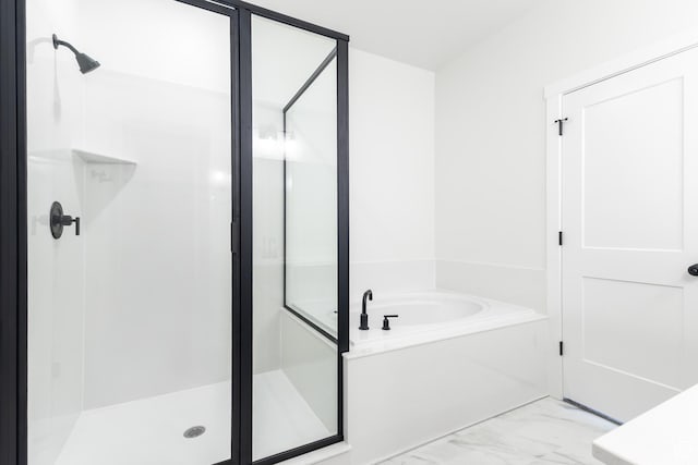 3080 N 2875 W Unit 25, Plain City, UT 84404 - bathroom with a bath, marble finish floor, and a stall shower